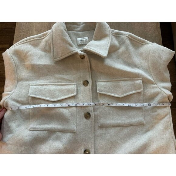 Line and Dot Drew Jacket Wool Oversized Shacket in Cream Gray Size Large - Picture 7 of 10